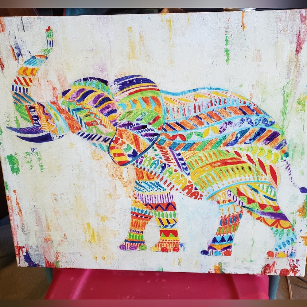 Beautiful Multicolored Elephant Wall Canvas Art